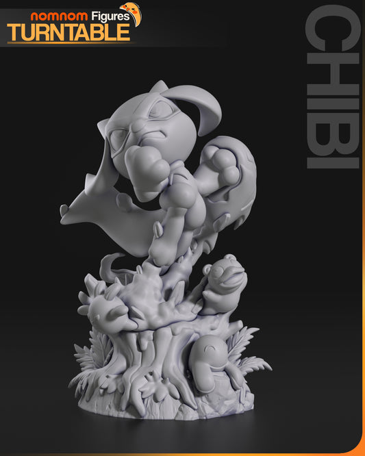 Chibi Riolu Pokémon resin statue front view by Nomnom Figures
