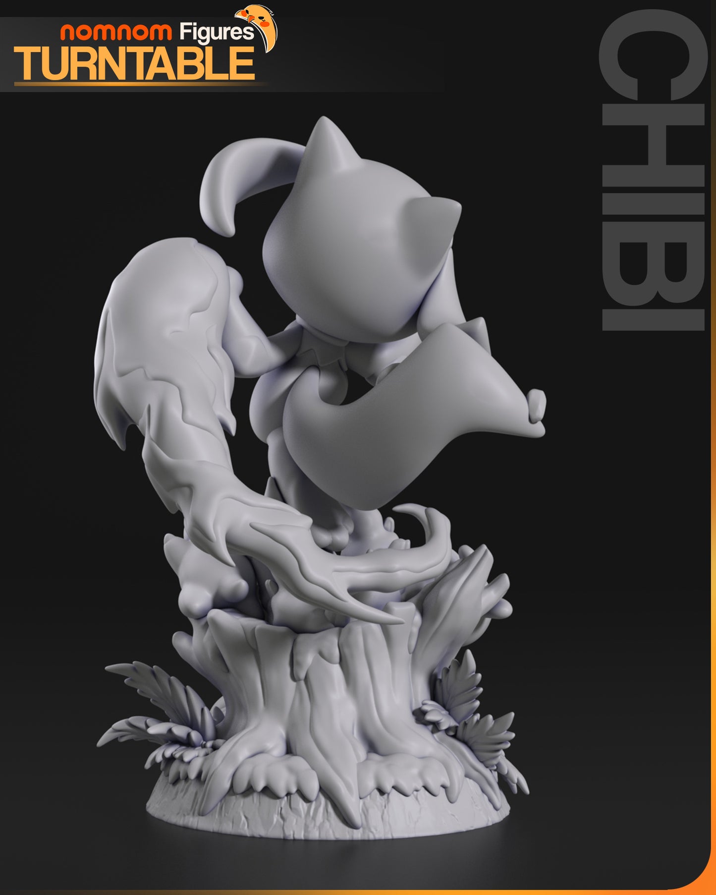 Chibi Riolu Pokémon resin statue rear three-quarter view by Nomnom Figures