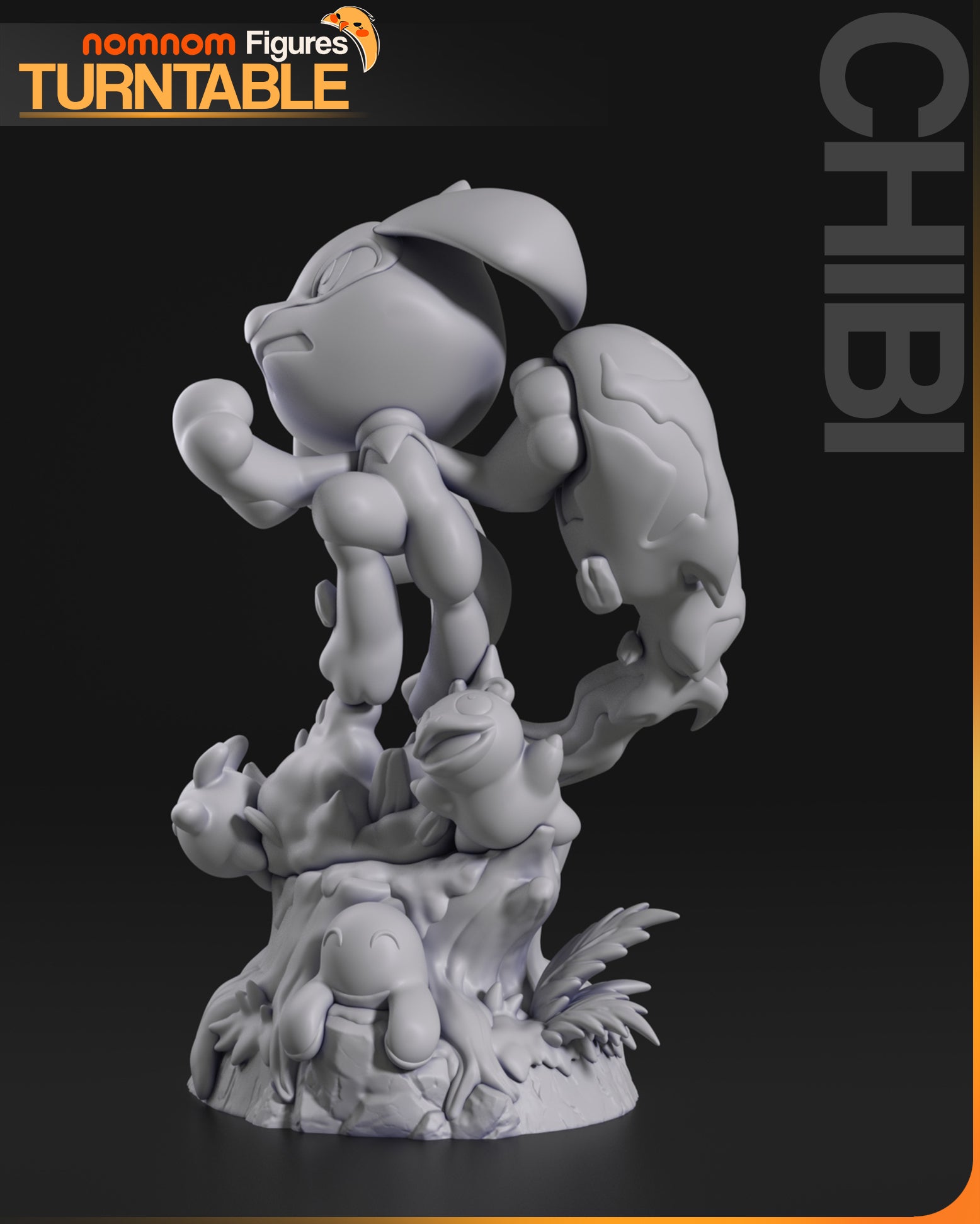 Chibi Riolu Pokémon resin statue side view showing sculpted details