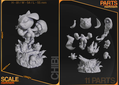 Chibi Riolu Pokémon resin statue dimensions and part count reference image