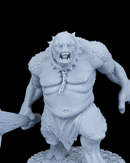 High-detail close-up of Clubba the Troll's face, spiked collar, and chest muscles.