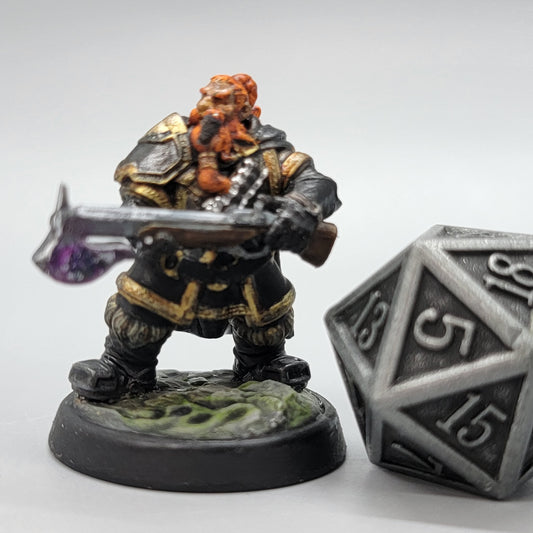 Commissioned Paintwork of the 32mm No Hood version of the Dwarven Ranger Resin miniature sculpted by Cripta Studios on STLFLIX