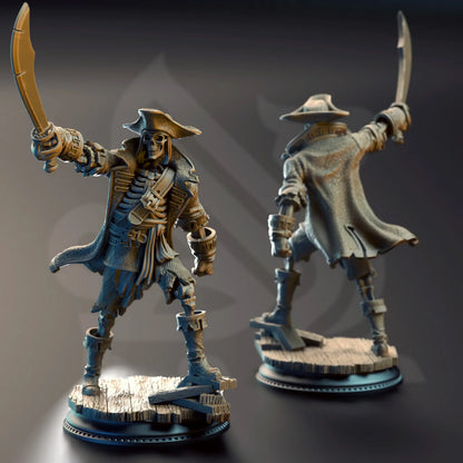 Render of cursed pirate skeleton crew miniature for ghost ship and nautical TTRPG encounters