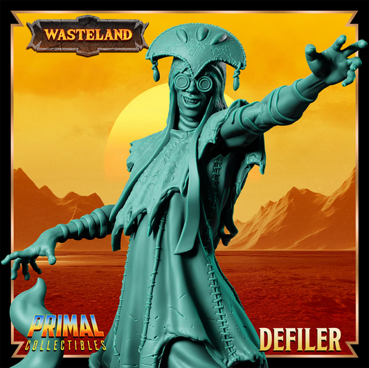 Defiler Human spellcaster wearing goggles and tattered robes with one hand extended while