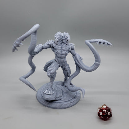 Hero front view of the Demogorgon Prince of Demons resin miniature with twin baboon-like heads and tentacle arms by Stormborn Collectibles.