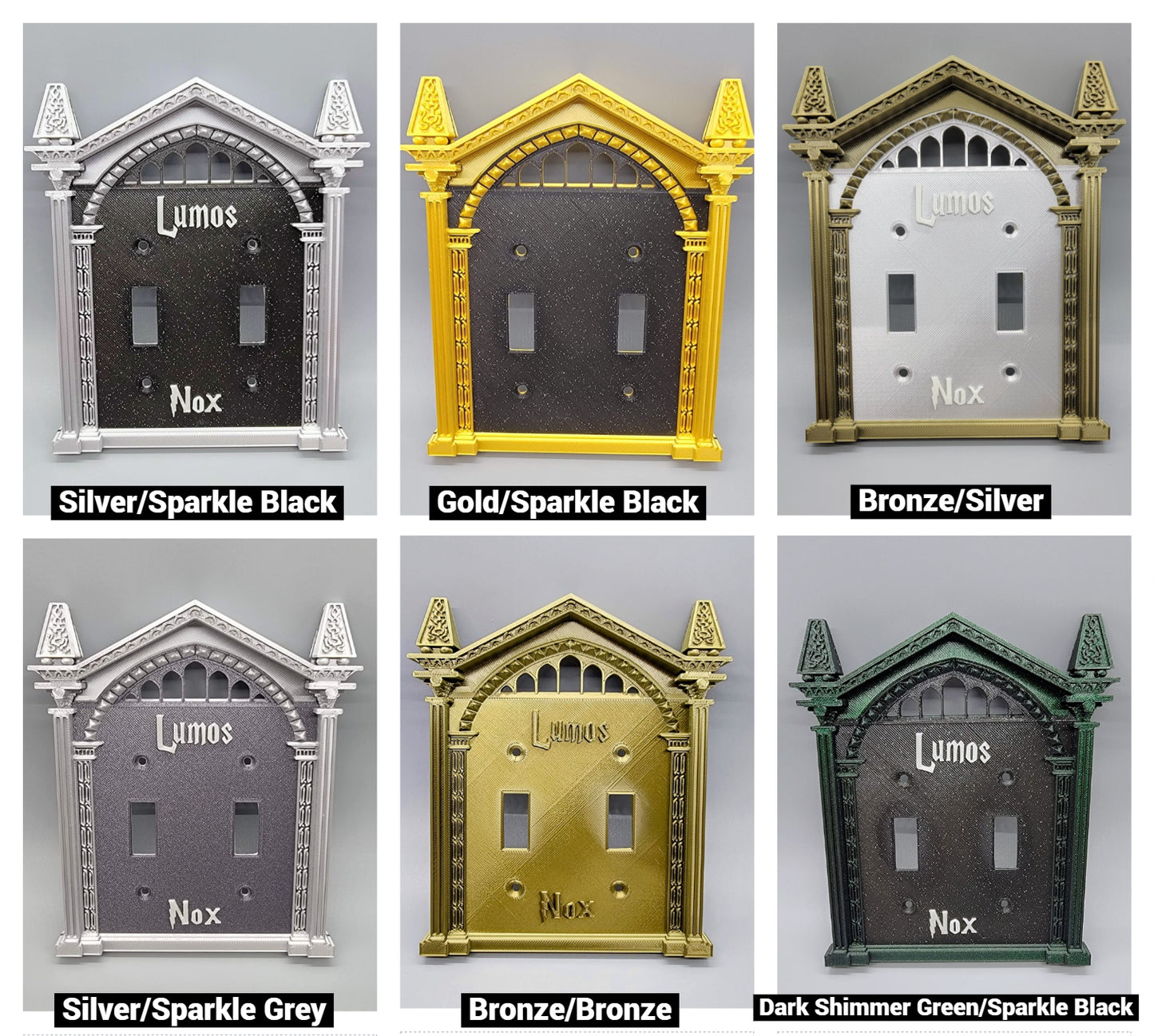 Double toggle switch plate color options for custom wizard light switch covers