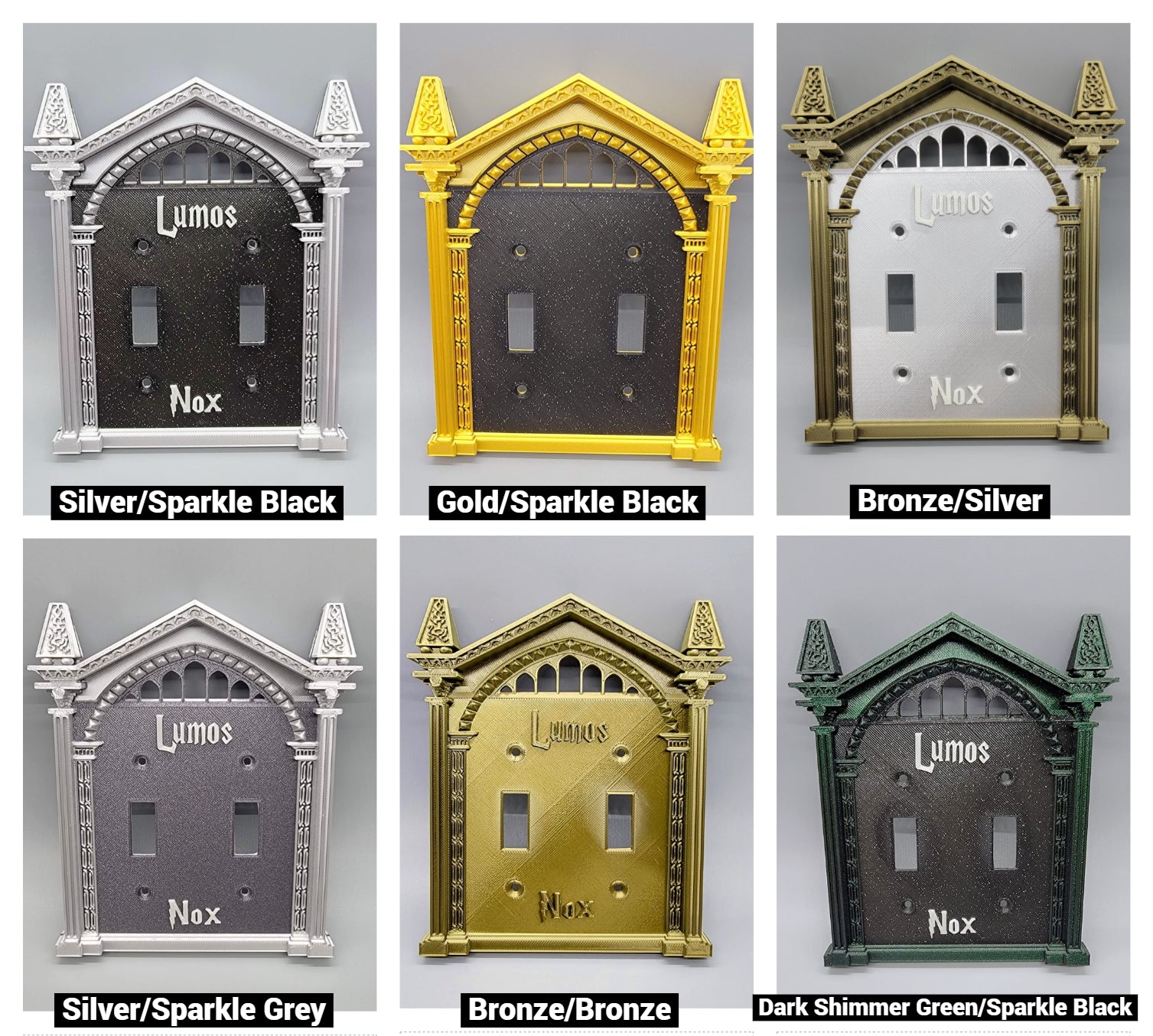 Double toggle switch plate color options for custom wizard light switch covers