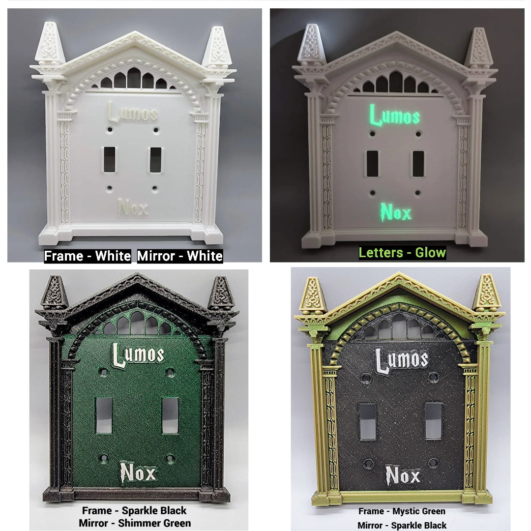 Double toggle wizard switch cover options with custom colors and decorative wall plate styles