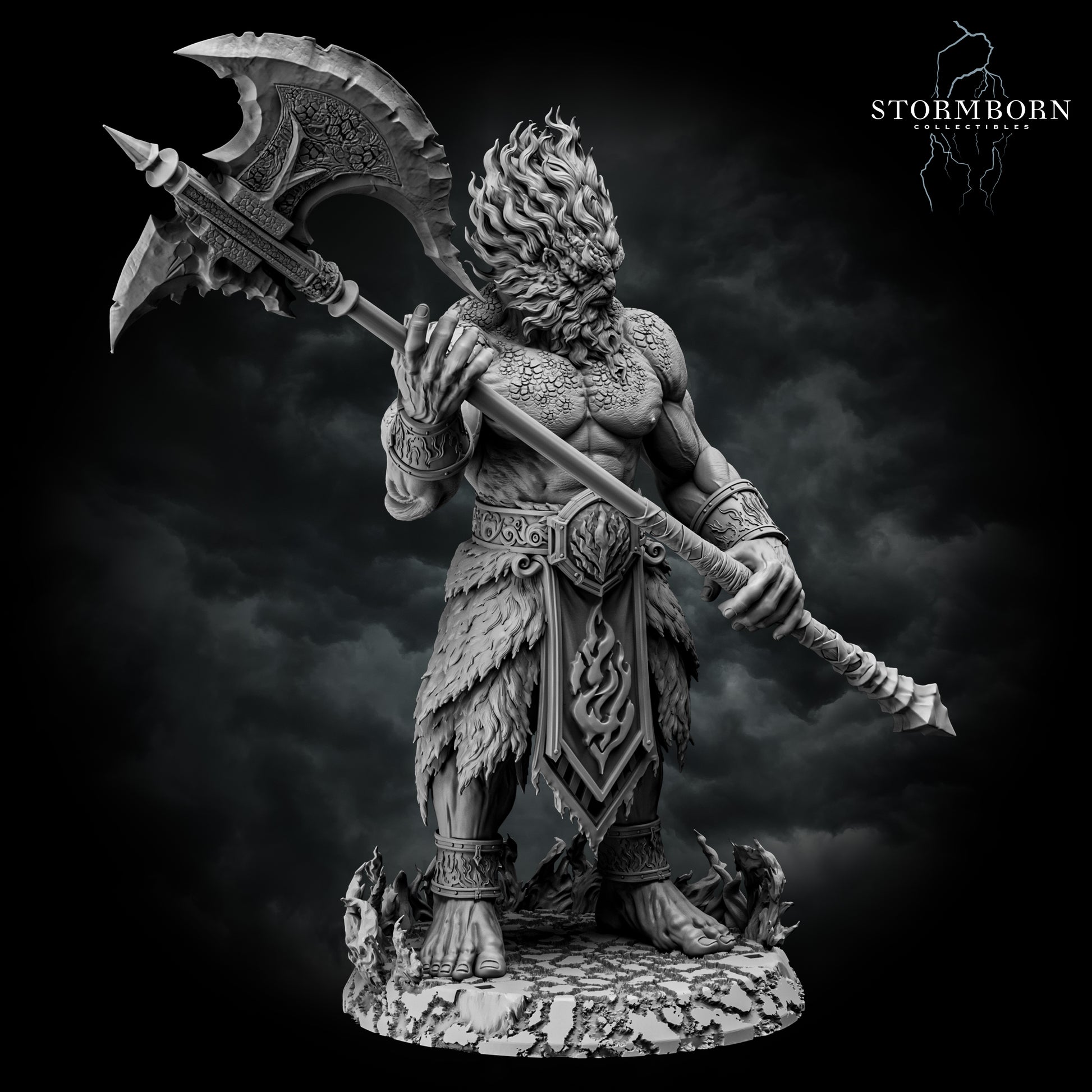 Stormborn Collectibles Fire Giant huge monster resin miniature right side view showcase