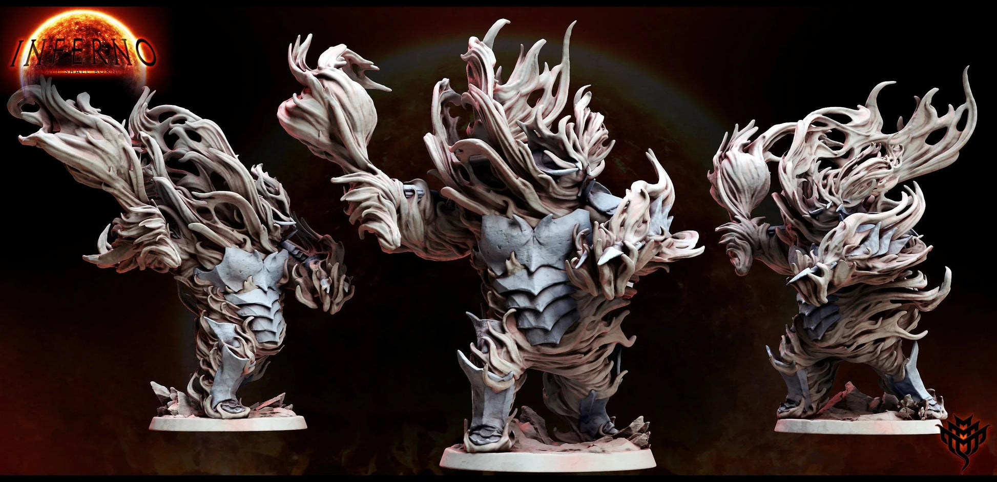 Armored fire elemental with burning fists