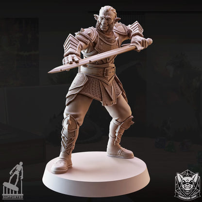 Hobgoblin Pose 5 standing in armor with a bow and quiver of arrows.
Focal Point: Face and upper torso; preserve the bow and visible quiver.