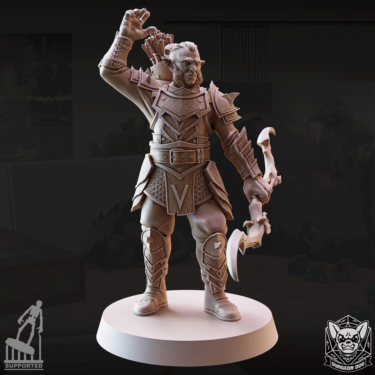 Hobgoblin Pose 5 standing in armor with a bow and quiver of arrows.