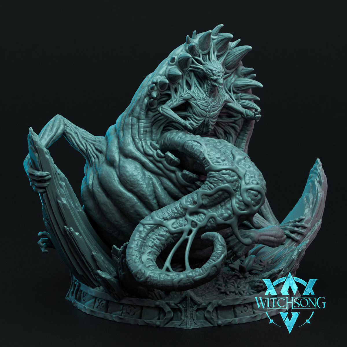 Horror From Elsewhere Huge Aberration resin miniature featuring a skeletal creature emerging from a massive tentacled body with an enormous open maw.