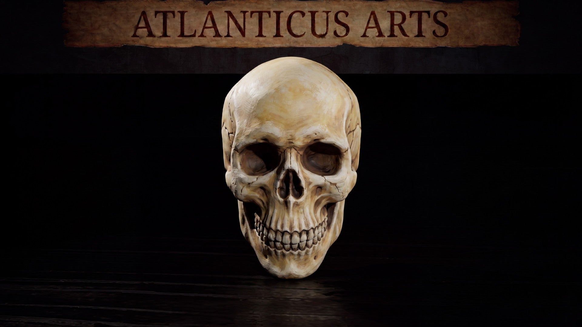 Full view of the rendered view bone skull miniature by Atlanticus Arts, ideal for basing, kitbashing, and model customization.