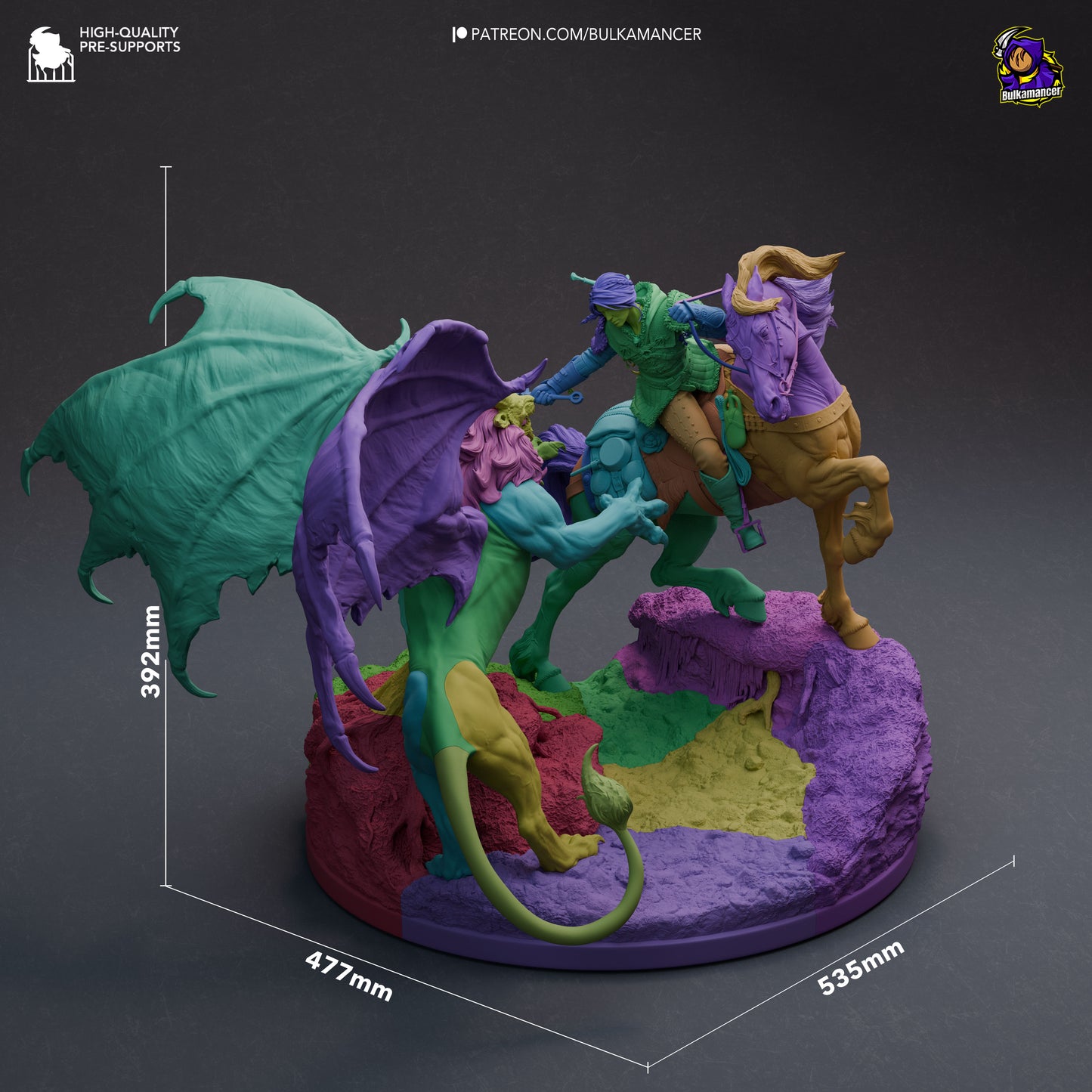 White-haired monster huntress resin fan art statue diorama battle scene | D&K Custom Prints