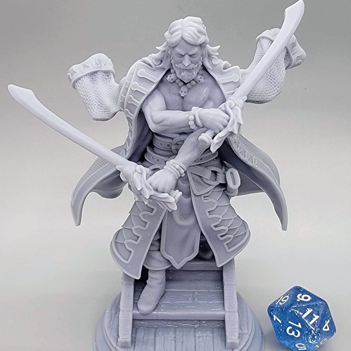 Ignacio Reyes Human Fighter miniature wielding twin curved swords in pirate-inspired clothing.