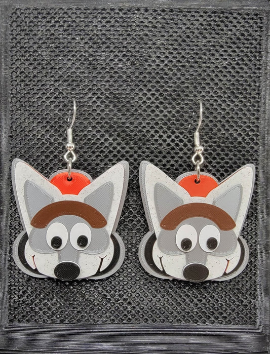 Unique Fun Wolf-Themed Football Earrings