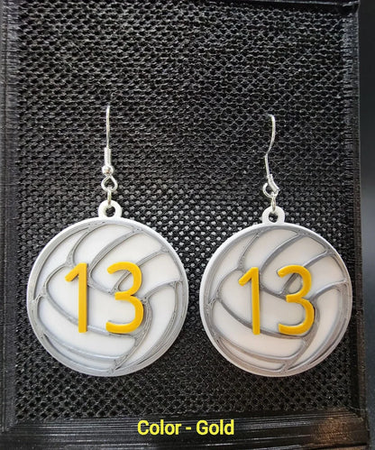 Pendientes personalizados con número de voleibol