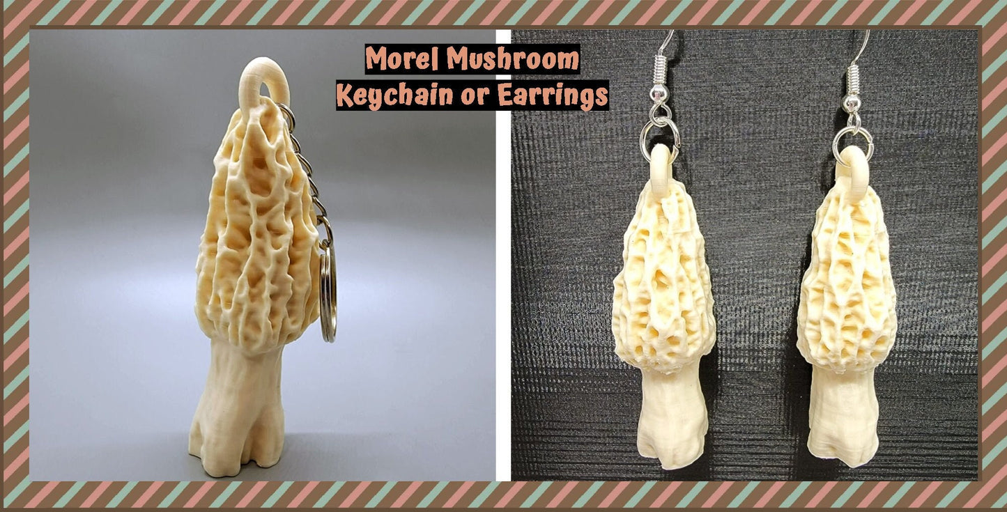 Morel Mushroom Keychain or Earrings
