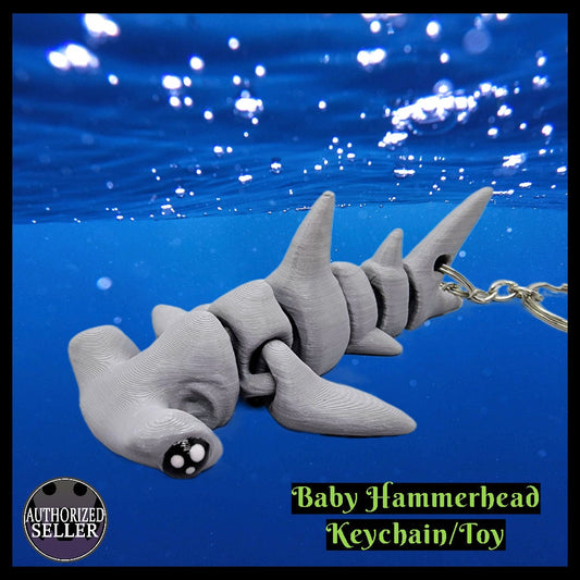 3D Printed Articulated Baby Hammerhead Shark – Toy or Keychain in 2 Sizes