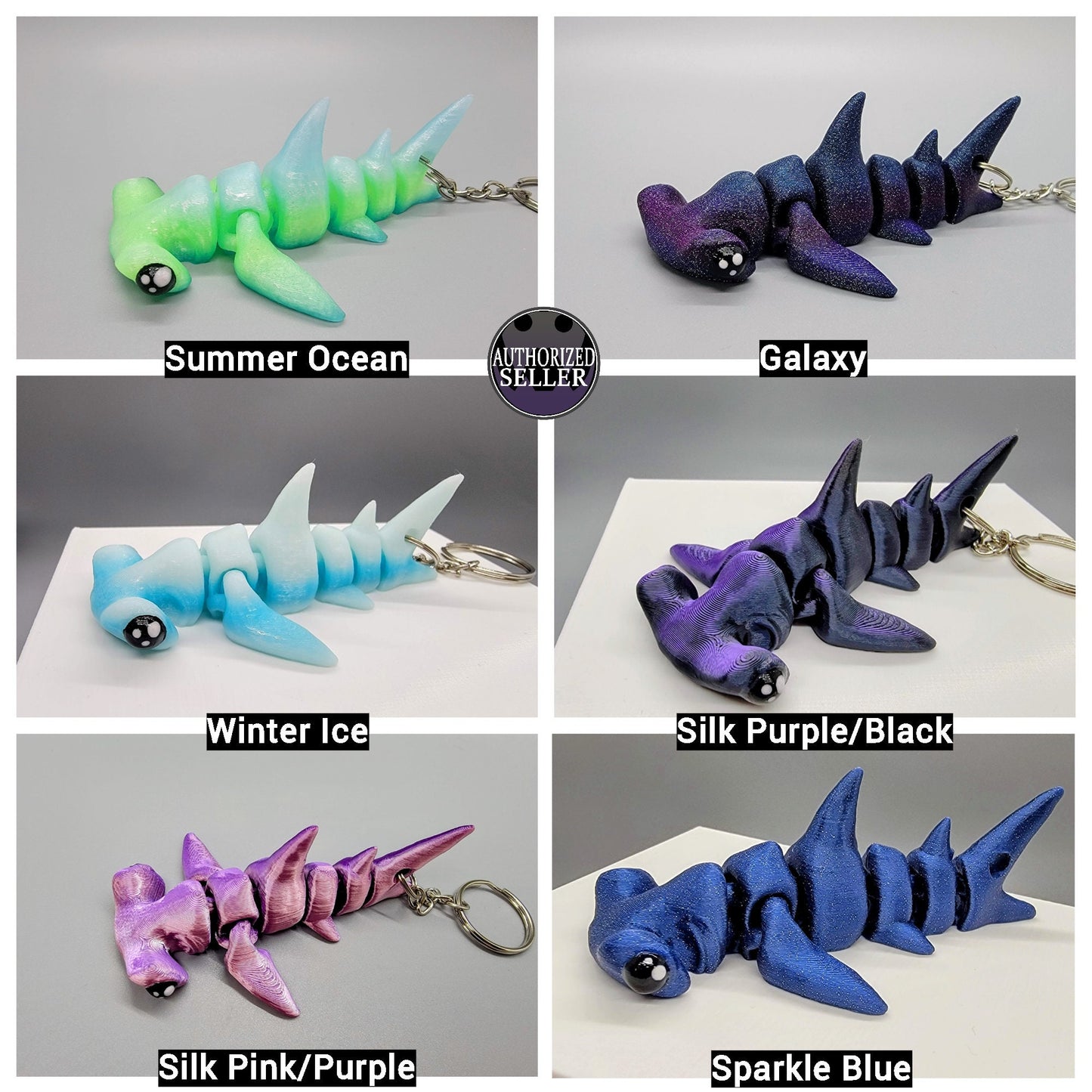 3D Printed Articulated Baby Hammerhead Shark – Toy or Keychain in 2 Sizes
