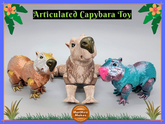 3D Printed Articulated Capybara Toy – Custom Colors Flexible Fidget Animal