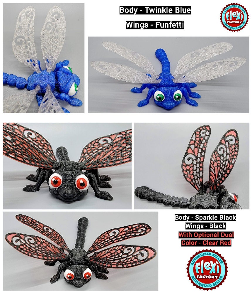 Articulated Dragonfly Fidget Toy | 3D Printed Flexi Bug | Customizable Colors | STEM Gift | Sensory Desk Gadget | Stimming Needs