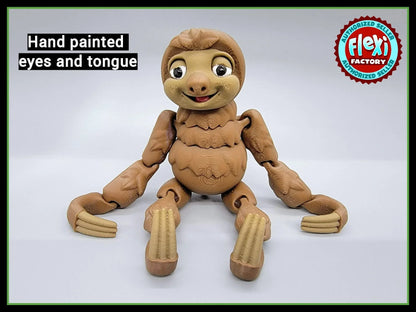 Juguete articulado sensorial Flexi Sloth y Baby Sloth con árbol y cesta