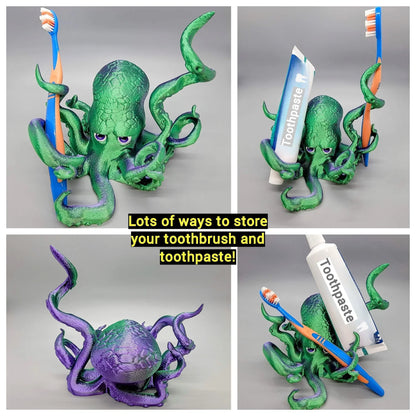 Portacepillos de dientes de pulpo personalizado | Ojos pintados a mano | Decoración de baño con temática oceánica | Tentáculos a juego opcionales disponibles