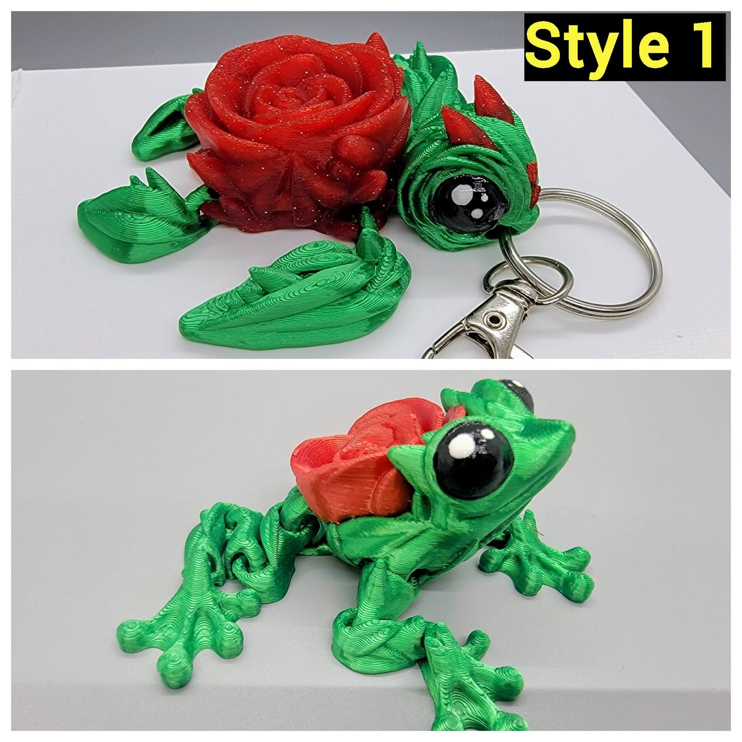 Articulated Rose Turtle & Rose Frog | Toy or Keychain