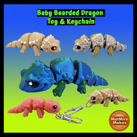 3D Printed Articulated Bearded Dragon – Custom Toy or Keychain for Reptile Lovers