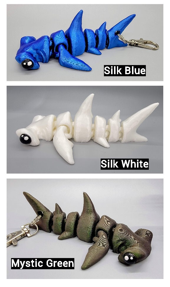 3D Printed Articulated Baby Hammerhead Shark – Toy or Keychain in 2 Sizes