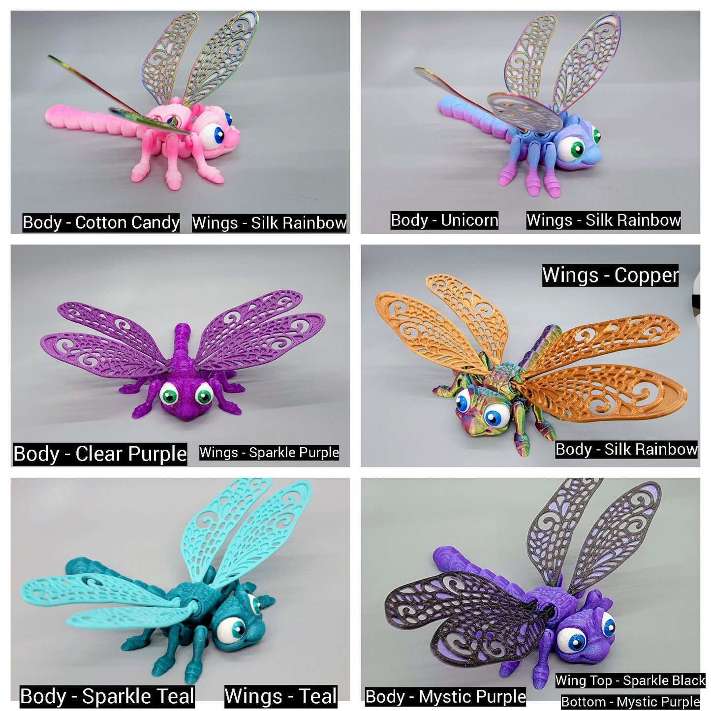 Articulated Dragonfly Fidget Toy | 3D Printed Flexi Bug | Customizable Colors | STEM Gift | Sensory Desk Gadget | Stimming Needs