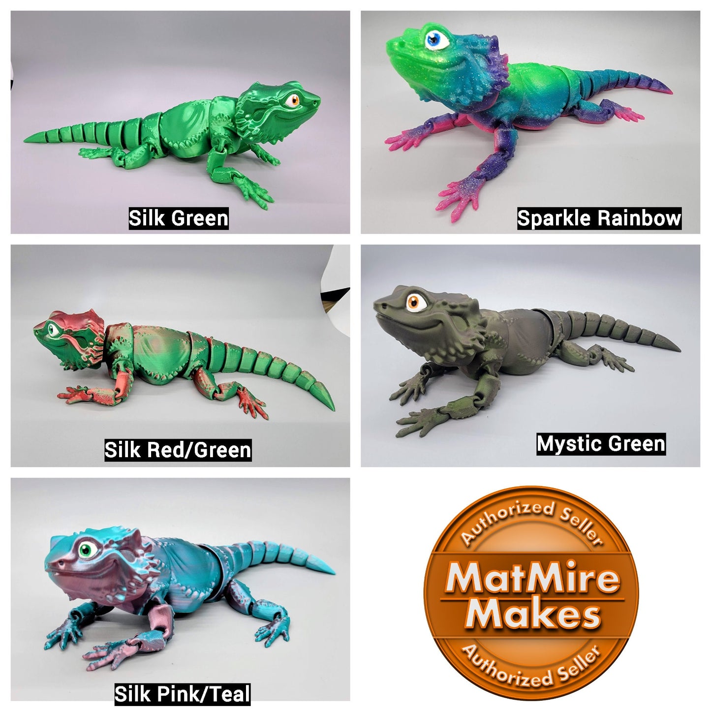 Articulated Bearded Dragon | 3D Printed Toy in Custom Colors
