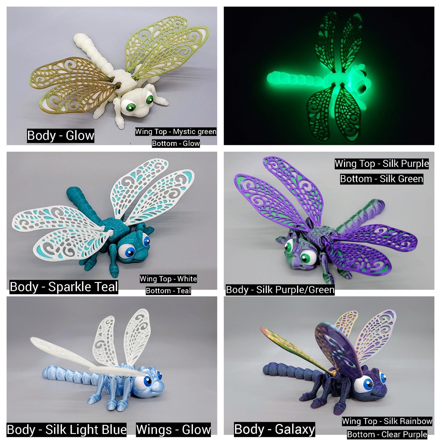 Articulated Dragonfly Fidget Toy | 3D Printed Flexi Bug | Customizable Colors | STEM Gift | Sensory Desk Gadget | Stimming Needs