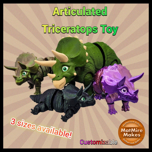 Custom Triceratops Dinosaur Toy | 3D Printed | Flexi | Sensory | Toy | Kids Dino Gift