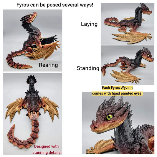 Articulated Fyros Wyvern Dragon & Baby – 3D Printed Fidget Toy