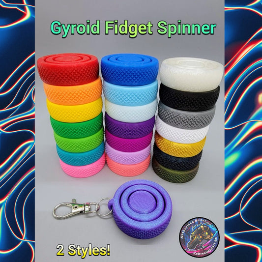 Fidget Spinner Giroscopio Impreso en 3D | Llavero Sensorial con Giroscopio | Alivio del Estrés | 2 Estilos