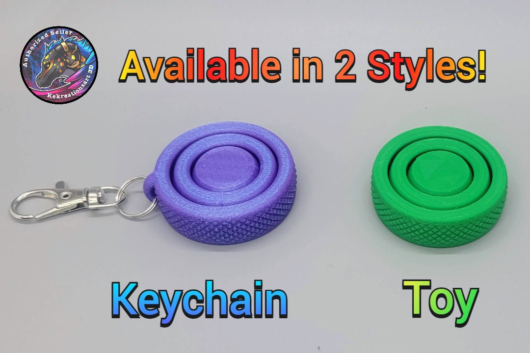 Fidget Spinner Giroscopio Impreso en 3D | Llavero Sensorial con Giroscopio | Alivio del Estrés | 2 Estilos