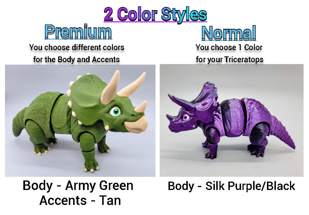Juguete de dinosaurio Triceratops personalizado | Impresión 3D | Flexible | Sensorial | Juguete | Regalo de dinosaurio para niños
