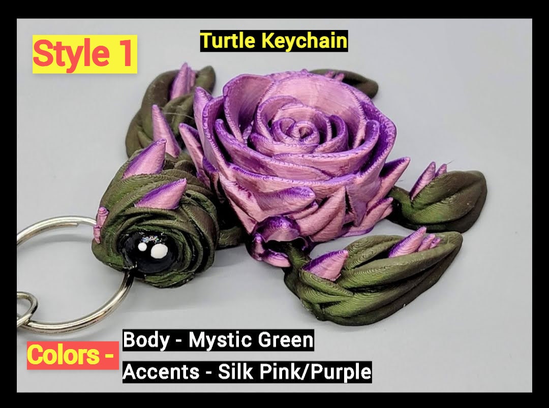 Articulated Rose Turtle & Rose Frog | Toy or Keychain