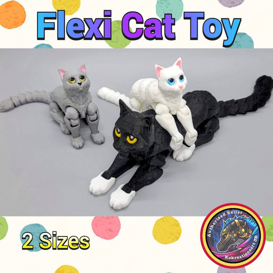 3D Printed Flexi Cat Toy | Sensory Play | Available in 2 Sizes | Custom Colors