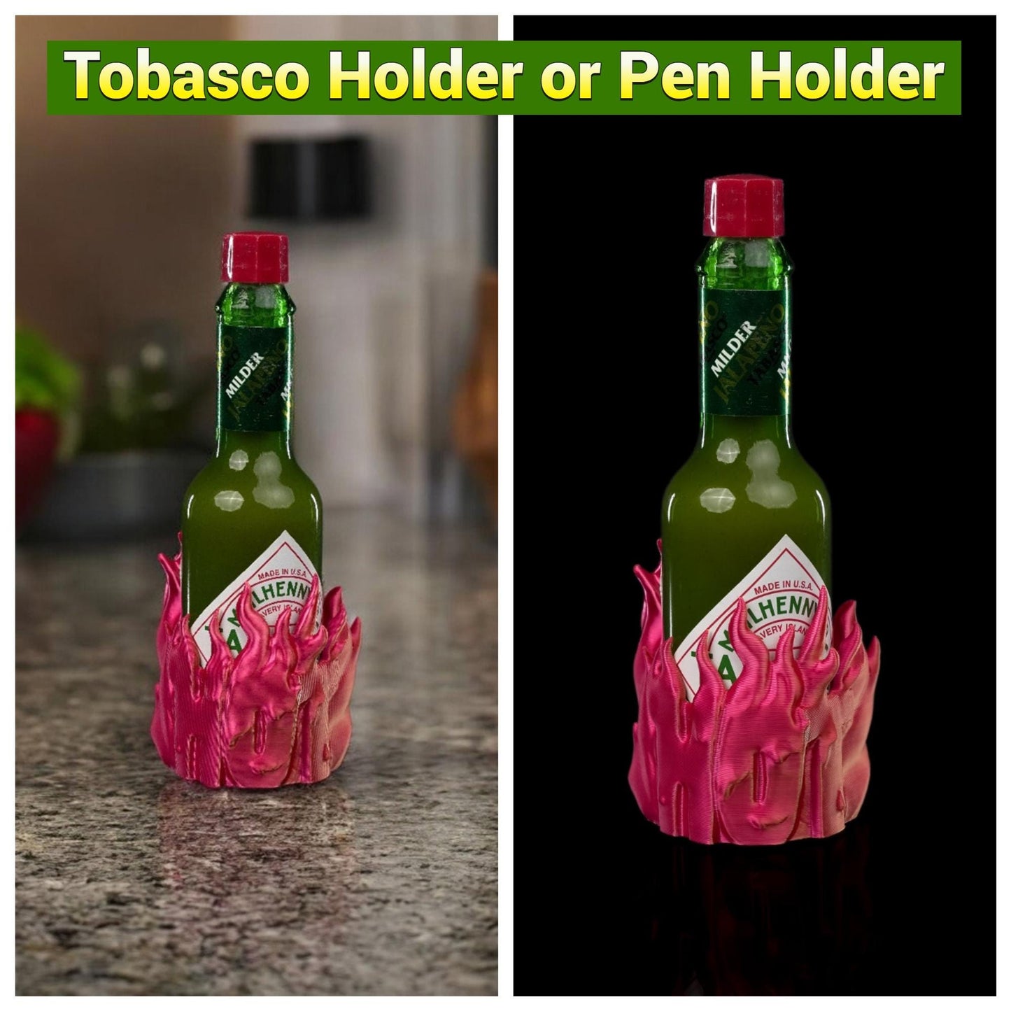 3D Printed Fire-Themed Multi-Use Stands | Hot Sauce Holder | Organizer for Gaming, Phones & Pens