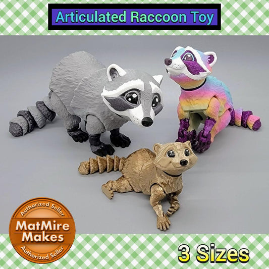 Articulated Raccoon Toy – 3D Printed Posable Fidget in 3 Sizes & Custom Colors