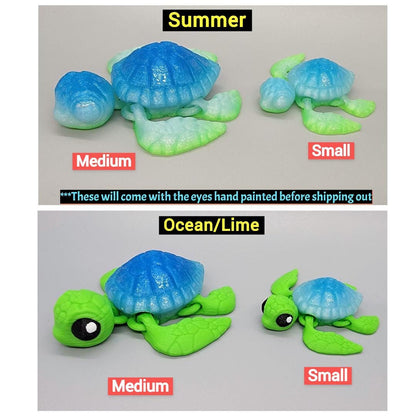 Juguete articulado de tortuga marina bebé, listo para enviar | Impresión 3D | Sensorial | Fidget