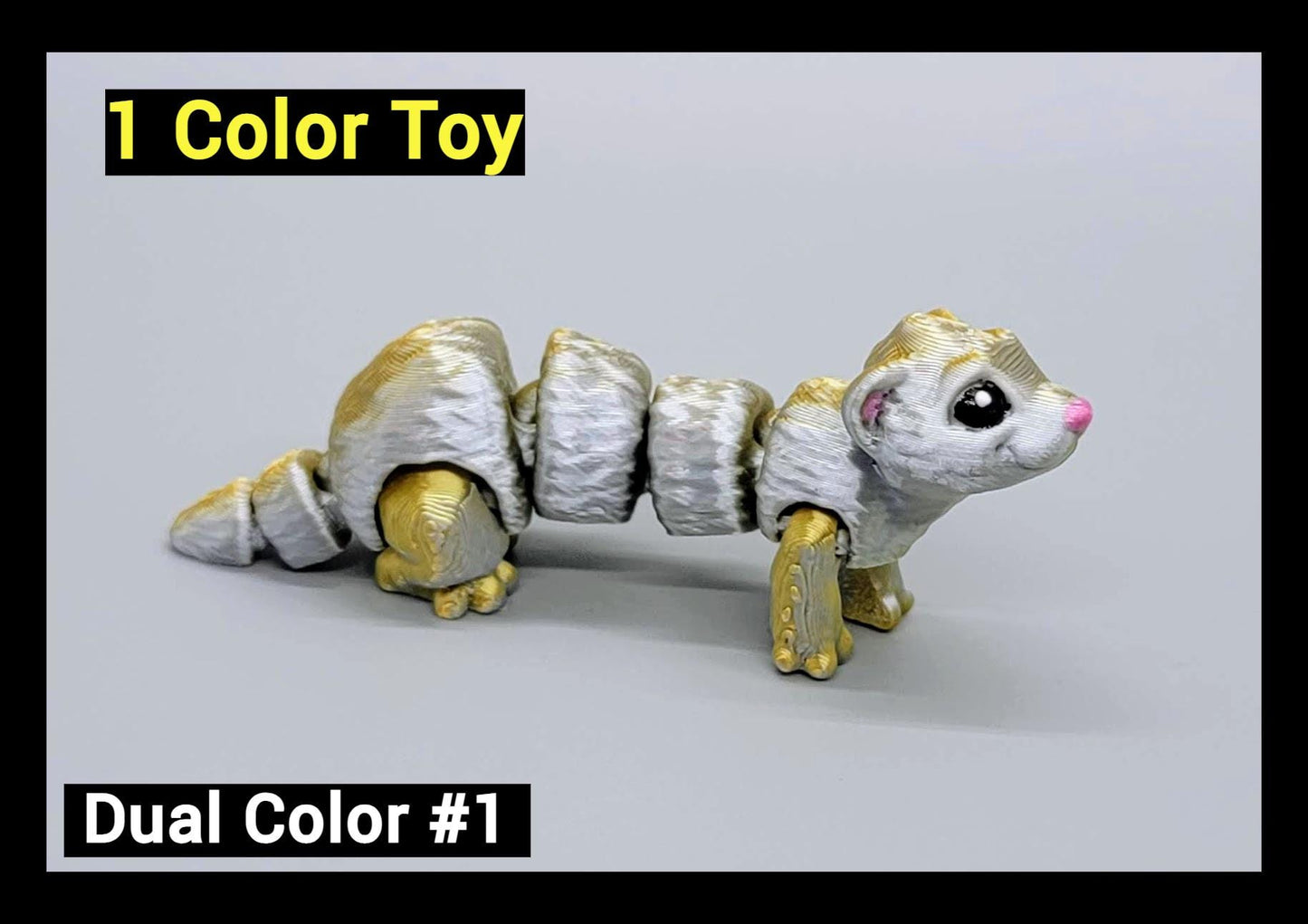 Mini Ferret Toy or Keychain – 3D Printed Fidget for Sensory Play, Customizable Colors
