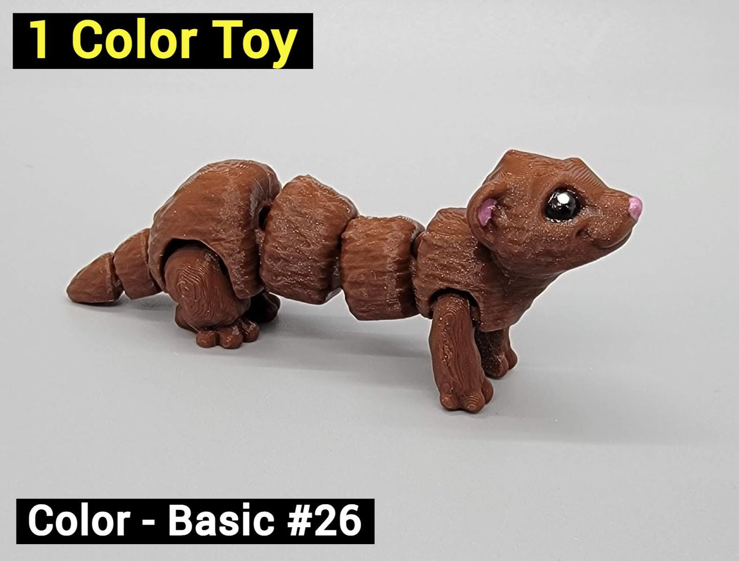 Mini Ferret Toy or Keychain – 3D Printed Fidget for Sensory Play, Customizable Colors