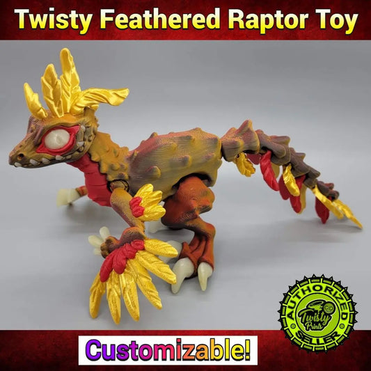 Figura articulada de Raptor Emplumado Retorcido | Colores personalizados | Multicolor | Articulado | Dinosaurio