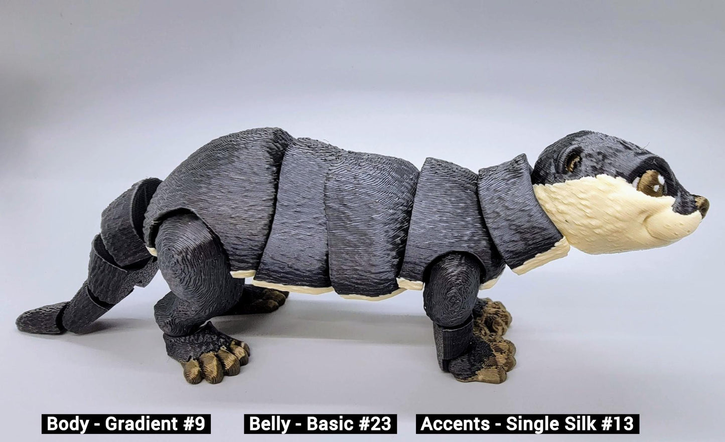 Articulated River Otter Toy – 3D Printed, Posable, Hand-Held Fidget, Custom Colors
