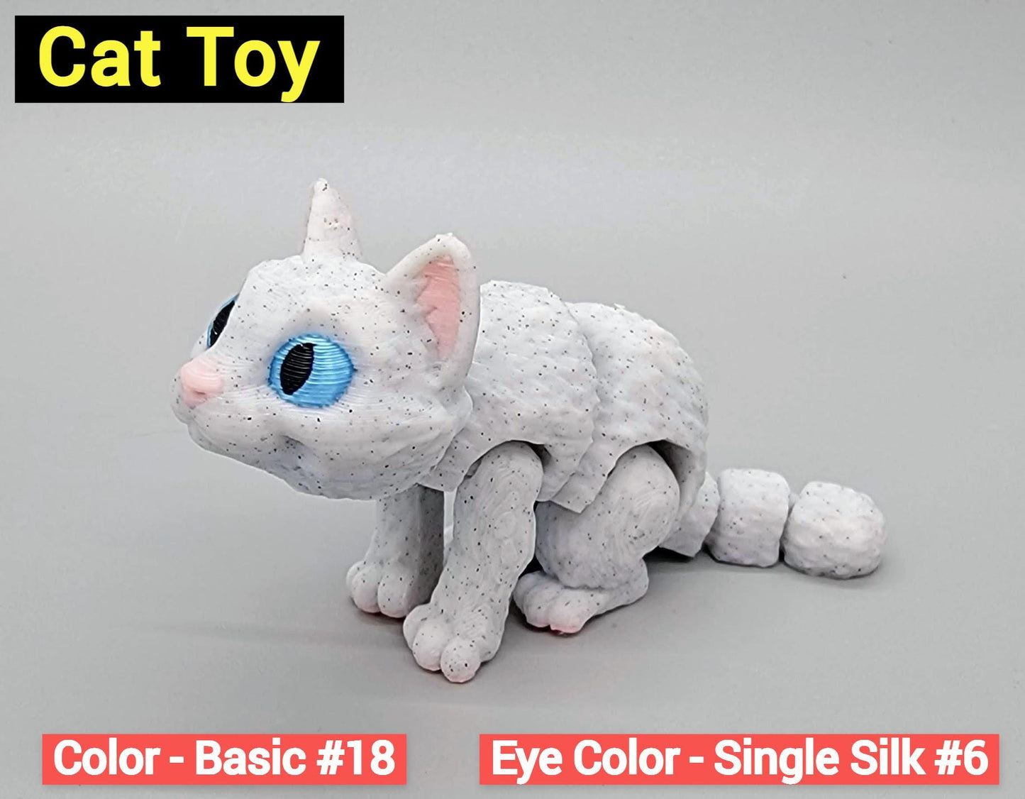 Mini juguete articulado para gatos: mascota inquieta impresa en 3D con cama o casita opcional, colores personalizados
